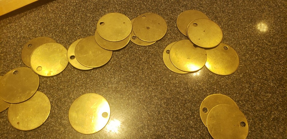 Round Blank Brass ID tags 1-1/2" Quantity 21