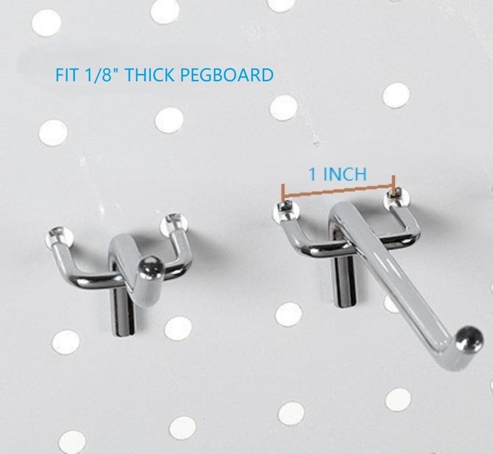 Pegboard Hooks, 2 INCH, Peg Board Hooks Organizer Accessory Kit 32 PCS, Fit 1/4