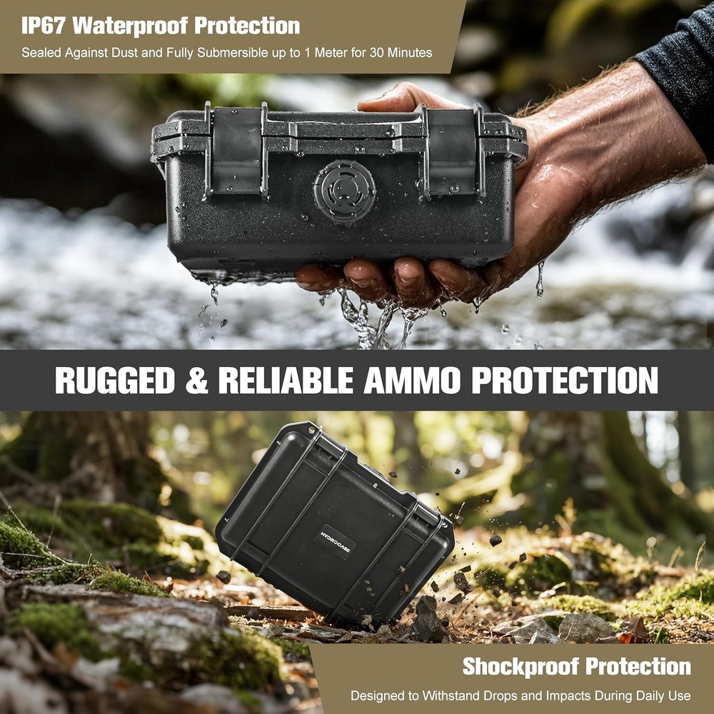 Waterproof 9mm Ammo Storage Case - Compact Ammo Case for Ammo Storage, Compatibl