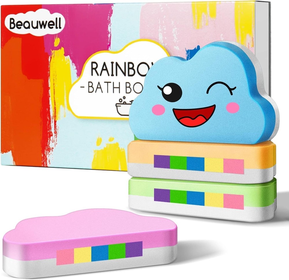 Bath Bombs Set Kids Rainbow 4Pc Handmade Gift Set