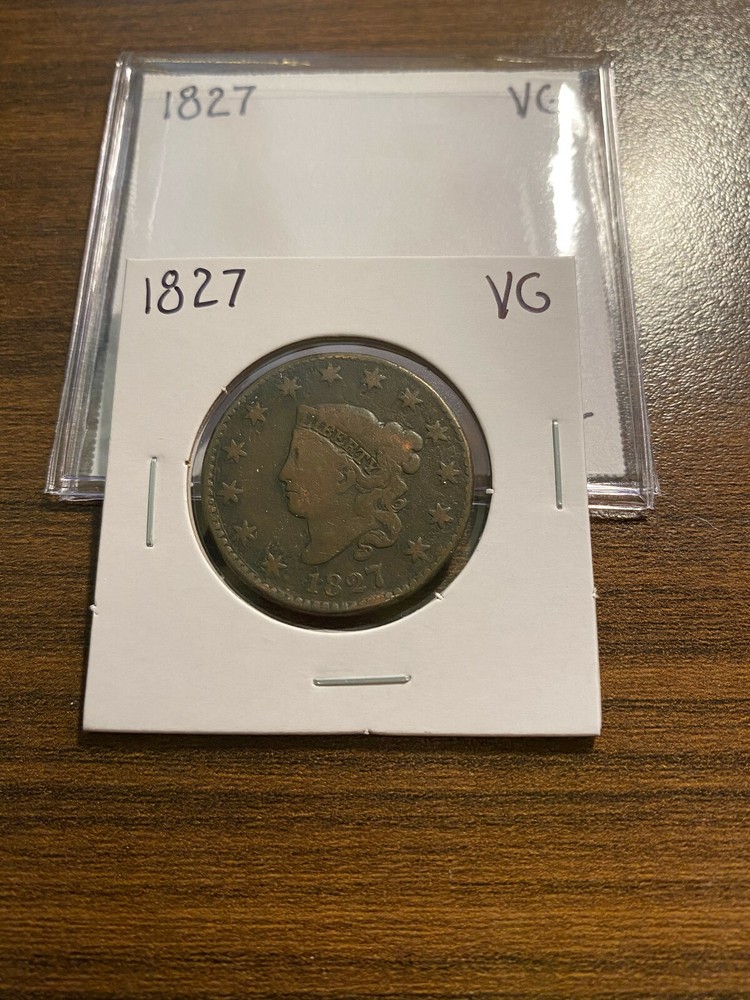 1827-P Coronet Head Large Cent 1C VERY GOOD (VG)