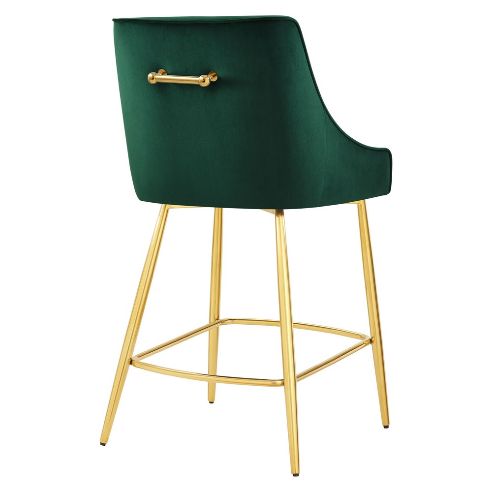 Modway Discern Upholstered Performance Velvet Counter Stool in Green