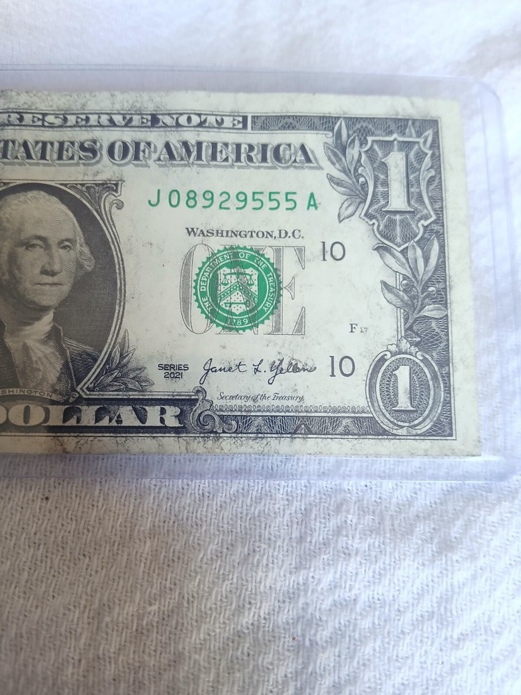 2021 X2 $1 Dollar Bills Ink Smear Errors From The Same Strap.
