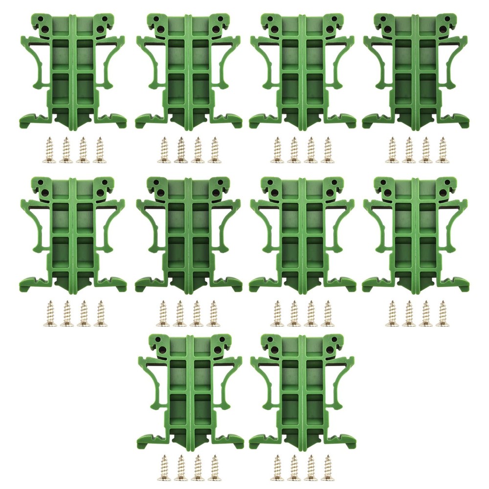 10 Sets 35mm PCB DIN C45 Rail Adapter Circuit Board Mounting Bracket Green