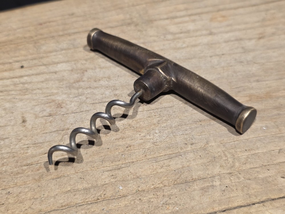 Vintage Style Brass & Iron Corkscrew Engraved