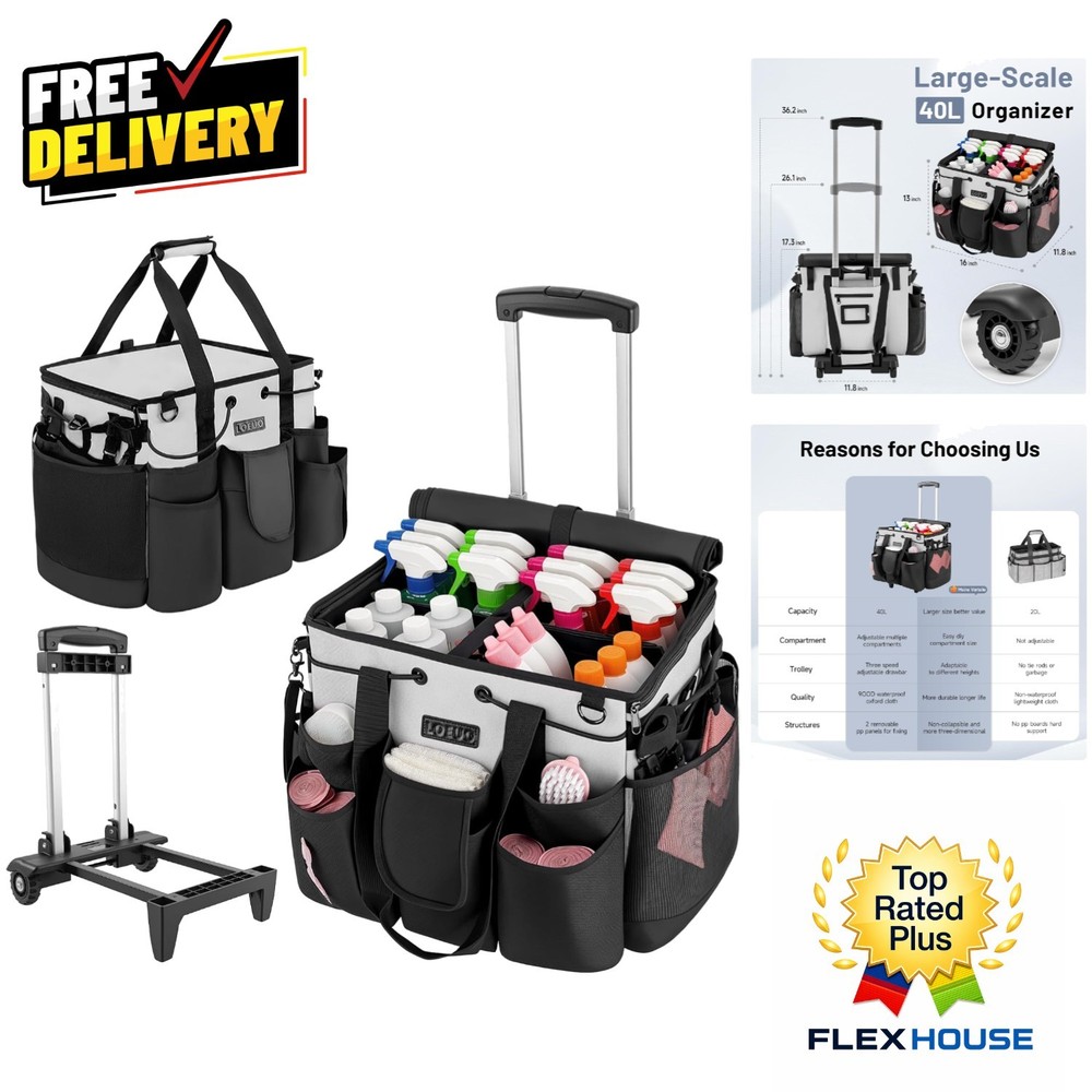 Versatile Cleaning Organizer Caddy with Wheels - Perfect for Home & Office