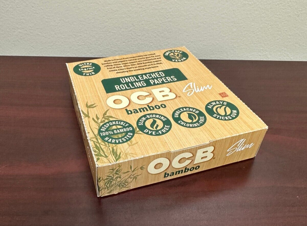 OCB BAMBOO Slim Cigarette Rolling Paper 24ct -Full Box Papers
