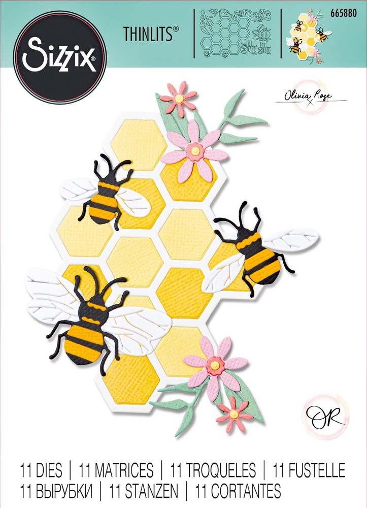 New Retired Sizzix Thinlits 11pc Bee Hive #665880 Retail $20.99 by Olivia Rose