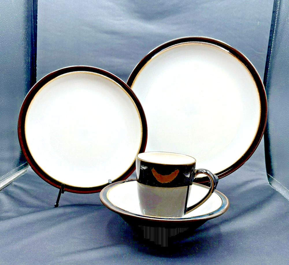 Sango Solitude Black 4 Piece Place Setting- Plates, Bowl, & Cup - #4730 Retired