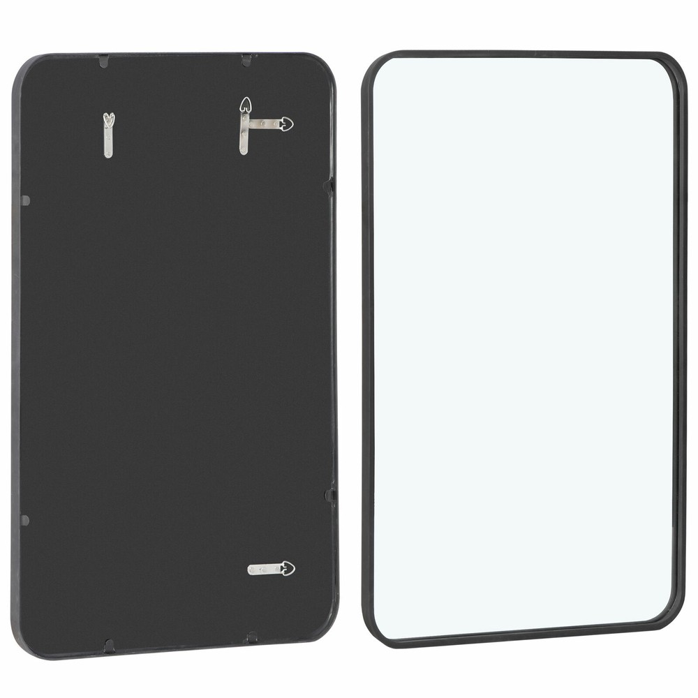 24" x 36" Wall-Mounted Rectangular Mirror Metal Black Frame Bath Beauty Bedroom