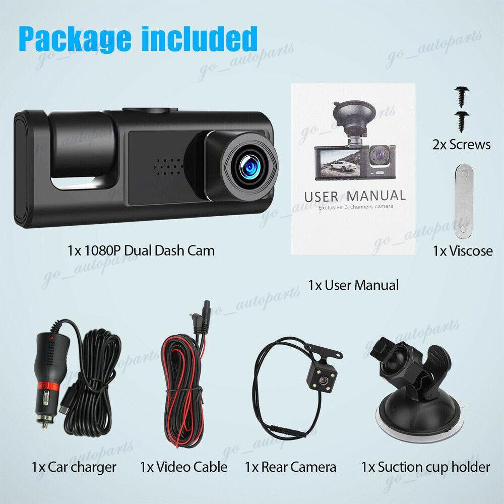1080P DVR Dash Cam Video Recorder 2" G-Sensor Camera Loop Recording Dual Len Car
