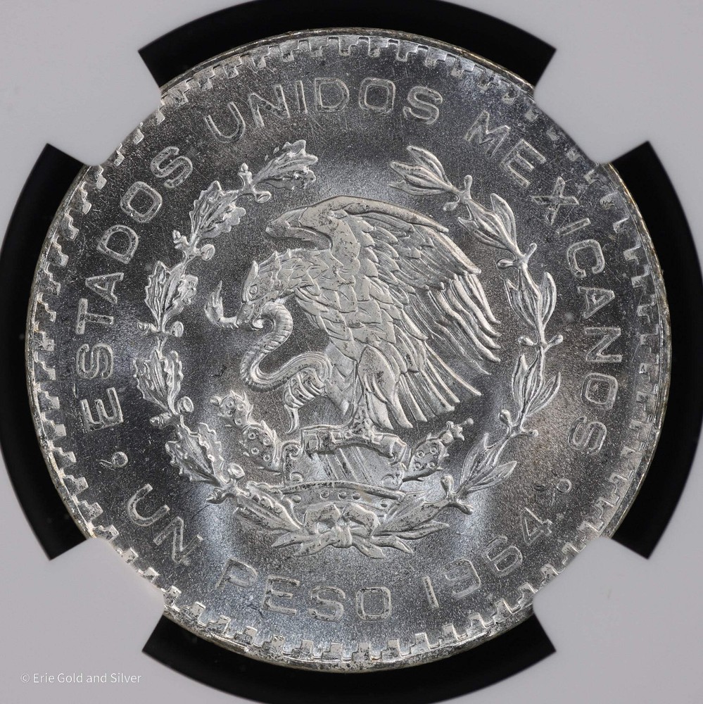 1964-Mo Mexico Silver Peso NGC MS 66