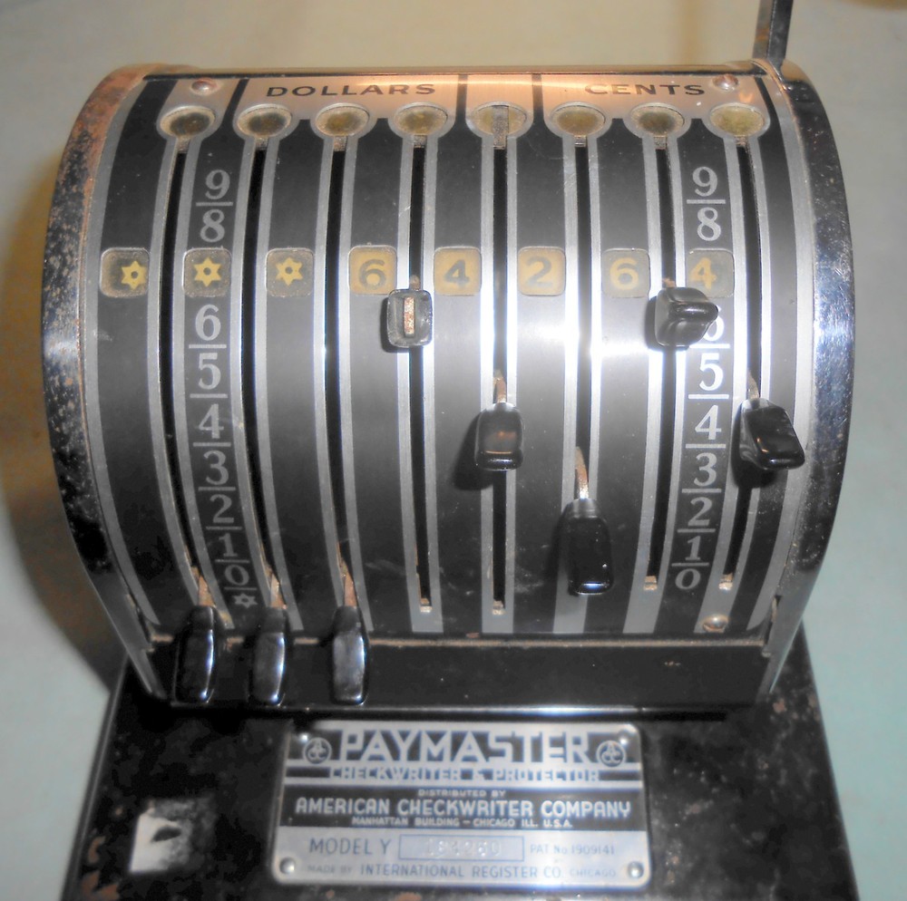 Paymaster Check Writer Protector Model Y Chicago Vintage Fully Working 1930s