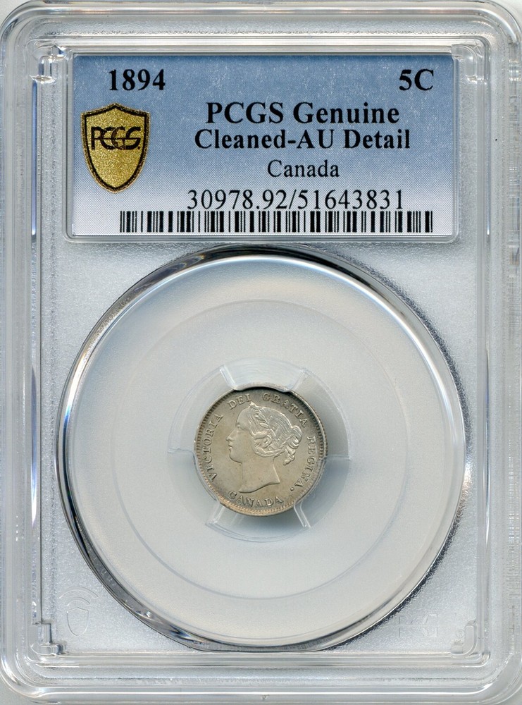 1894 Canada 5 Cent - PCGS AU Detail