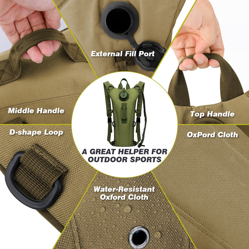 2-10L Water Bladder Bag Hydration System Backpack Survival Pack Camping Hiking