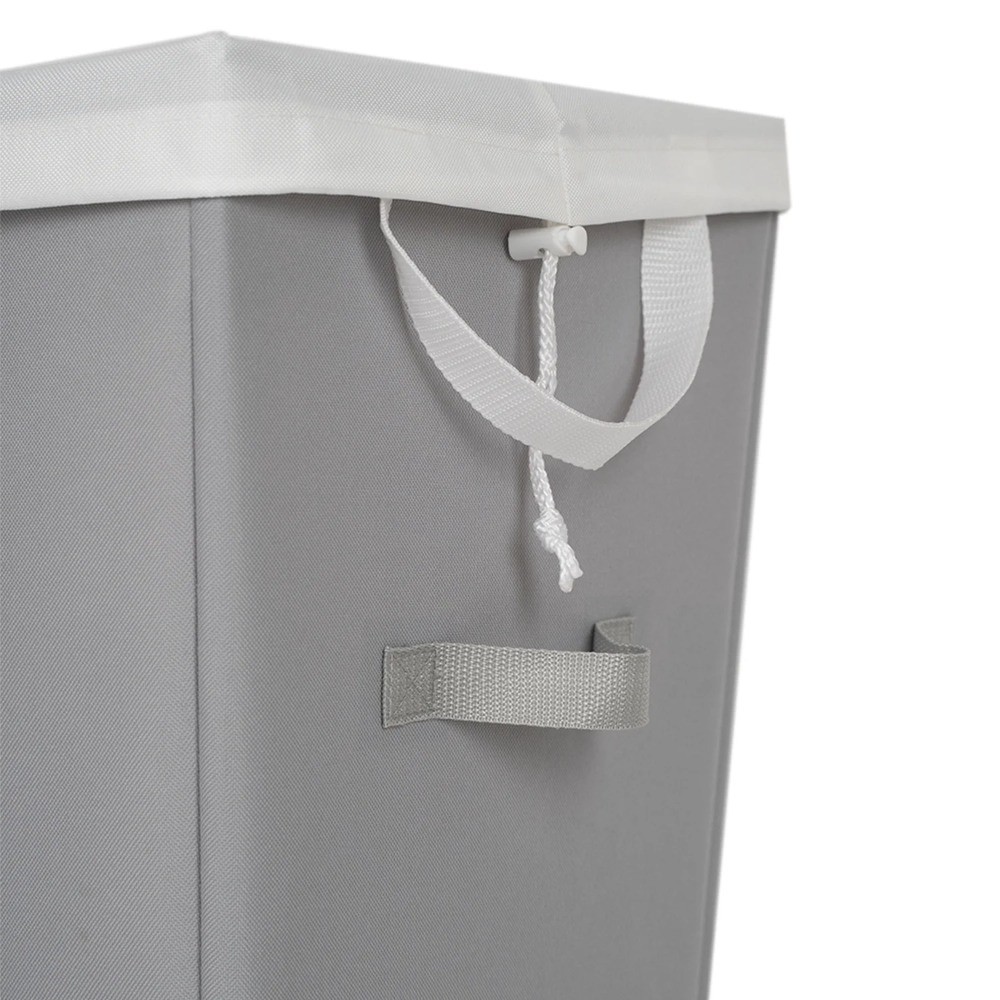 Slim Rectangle Laundry Hamper with Removable Liner and Carrying Handles Gray