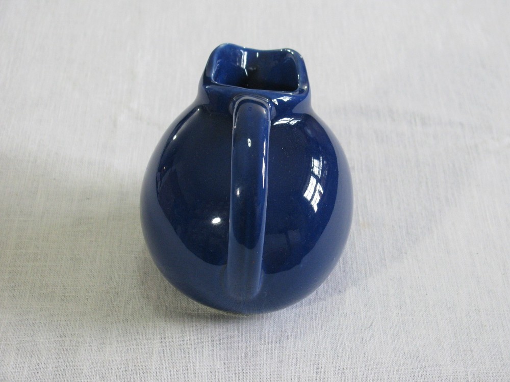 Vtg Ceramic Tilted Ball Creamer, Cobalt Blue, Unmarked