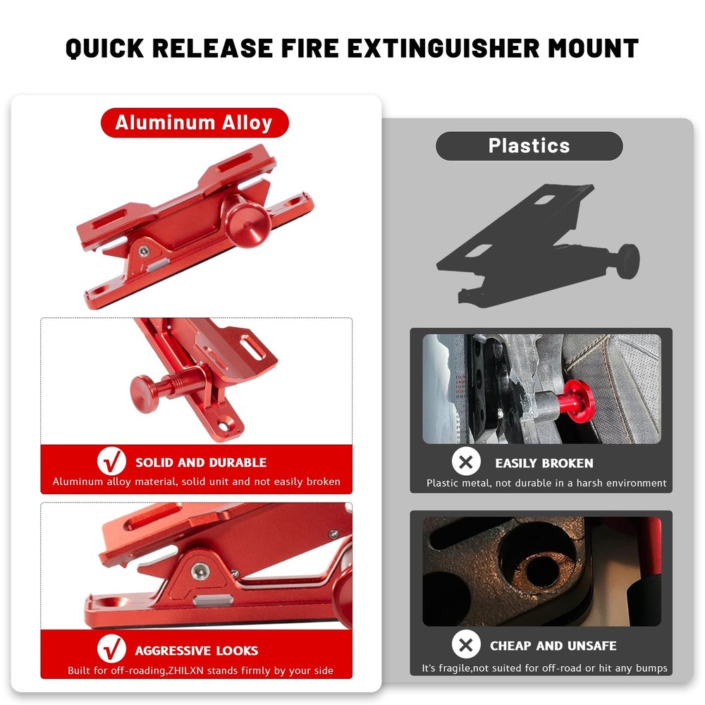 Quick Release Fire Extinguisher Mount Aluminum Adjustable UTV Roll Bar Fire Exti