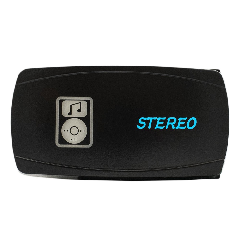 BLUE Dual Back-lit Rocker Switch Laser Etched 20A STEREO Horizontal