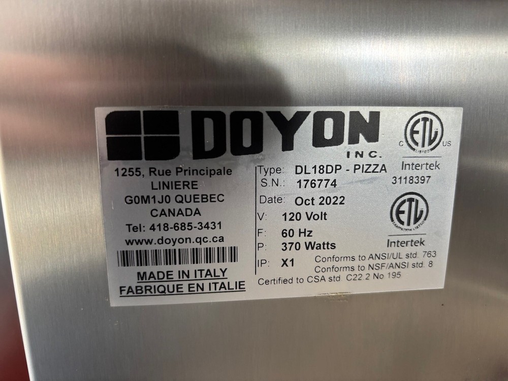 18" Double Pass Pizza Dough Sheeter Roller 2022 NSF Doyon DL18DP Diagonal Angled