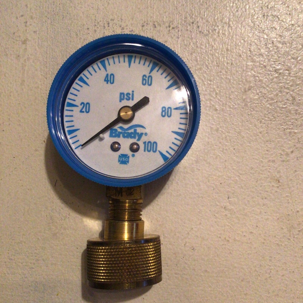 Brady Pressure Test Gauge 0-100 PSI fits 3/4"