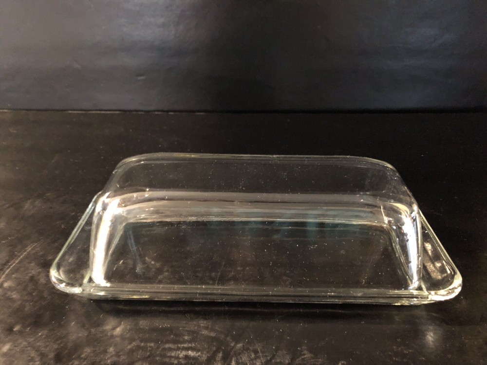 Clear Glass Butter Dish with Lid Rectangular Classic Covered