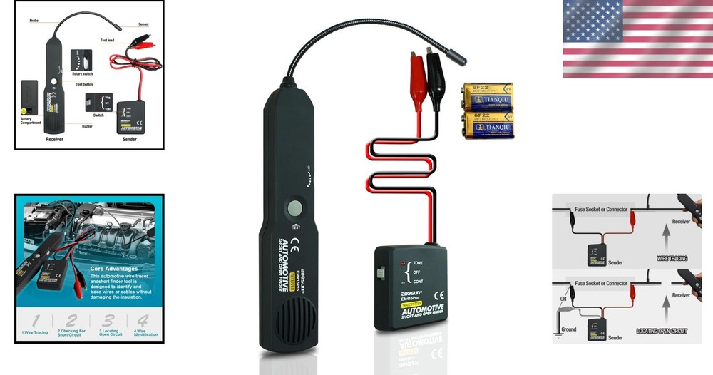 Compact Auto Circuit Tester with Flexible Probe for Broken Wire Detection