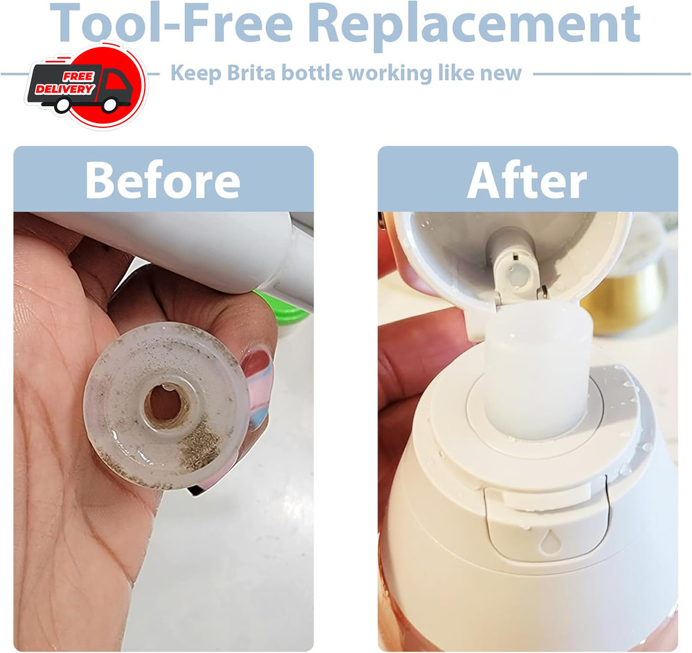 6 Pcs Bite Valve Replacement for Brita Water Bottle Filter, Silicone Mouthpiece