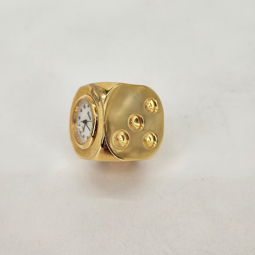 Perini Mini Gold Tone Dice Clock