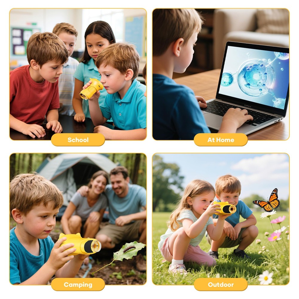 1000X Handheld Digital Microscope for Kids, Pocket with Yellow