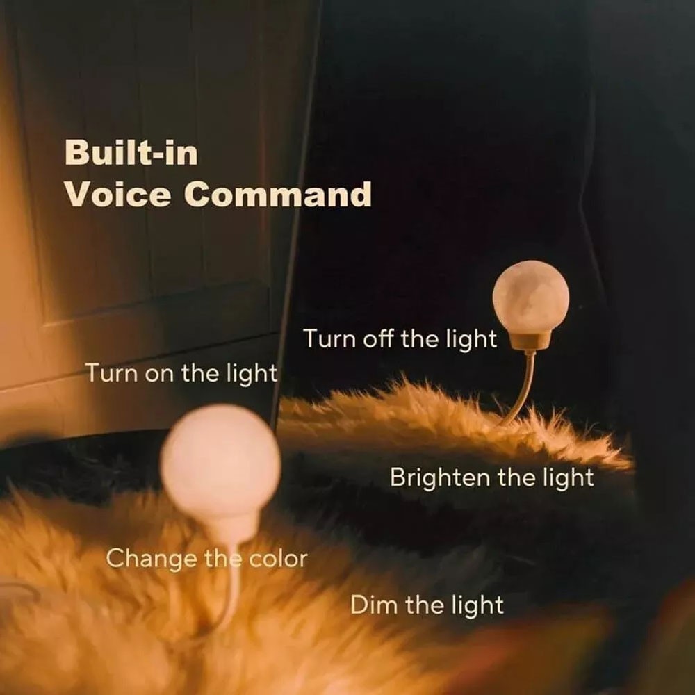 Voice Activated Night Light, Voice Controlled Moon Night Light CW