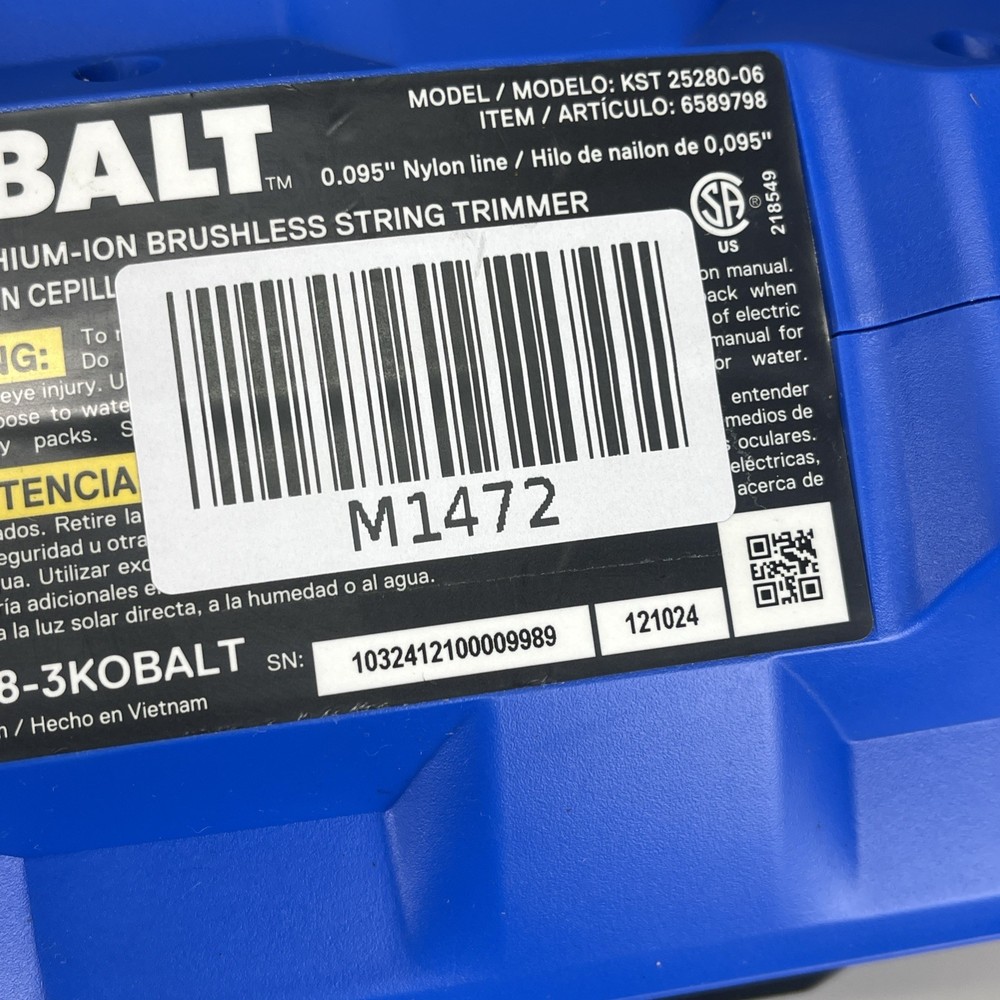 Kobalt KST 1680-06 80V Max Brushless Ion String Trimmer (Tool Only) 25280-06