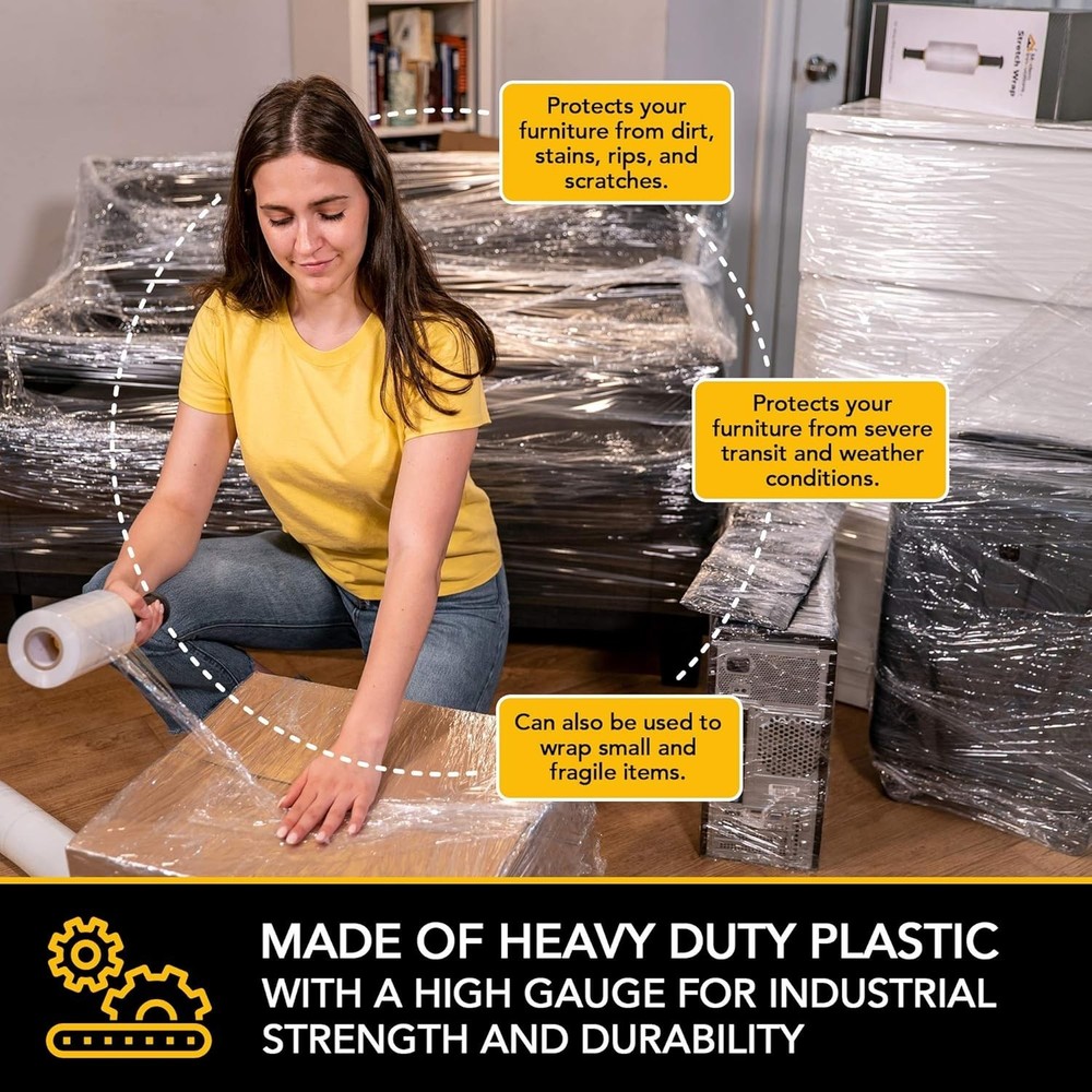 Packing Supplies: 15" Heavy Duty Stretch Wrap 2-Pack