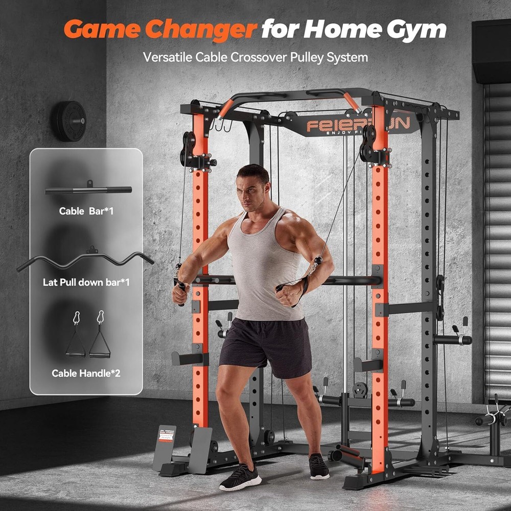 Multi-Function Squat Rack Power Cage FLA01 with Cable Crossover System,for GYM