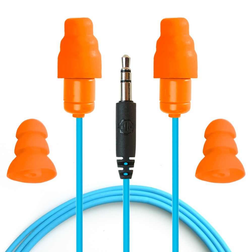 Plugfones Guardian Earplug Headphones, Blue/Orange