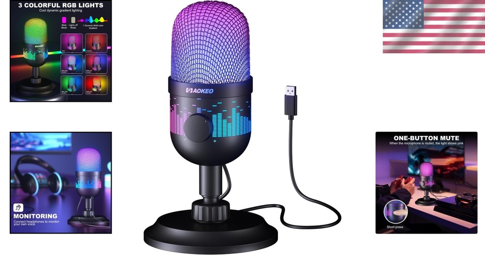 AK-1i USB Condenser Microphone for PC, Mac & PS4/5 with Mute Function