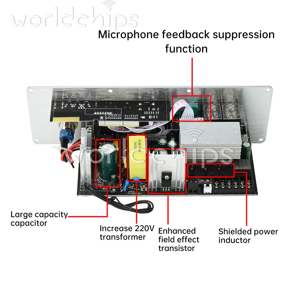 D2000 Bluetooth Audio Power Amplifier Board 2.1Channel 100W+100W+200W TPA3221