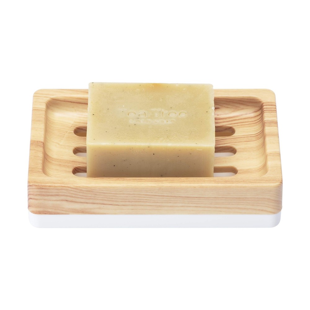 Plastic Soap Dish,Containers, Keeps Soap Dry,Easy Cleaning,Drain,Wood Pattern