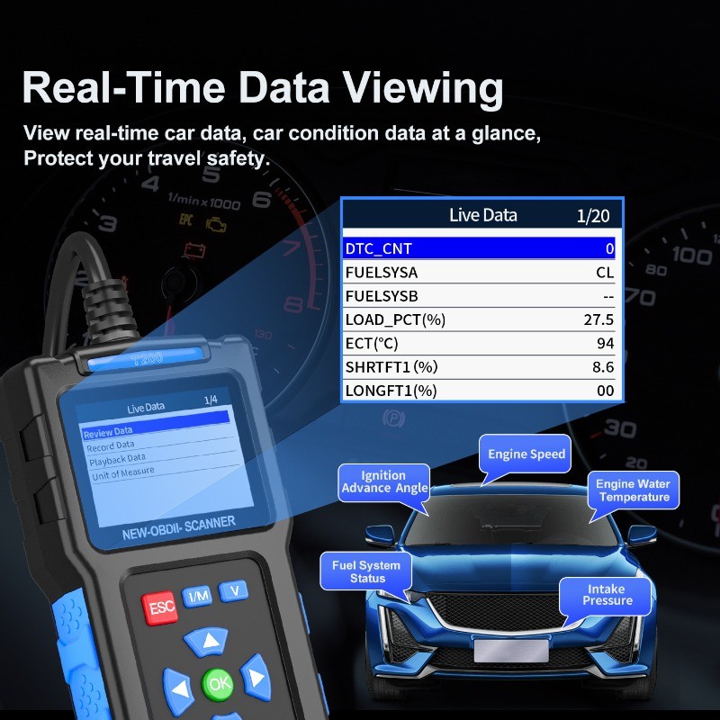 T200 OBD2 Car Diagnostic Scanner Engine Code Reader Battery Tester Smart