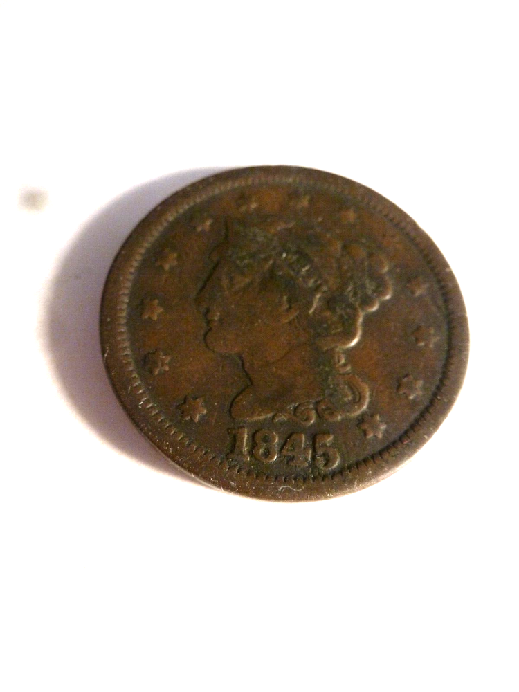 Braided Hair Large Cent 1845 VG