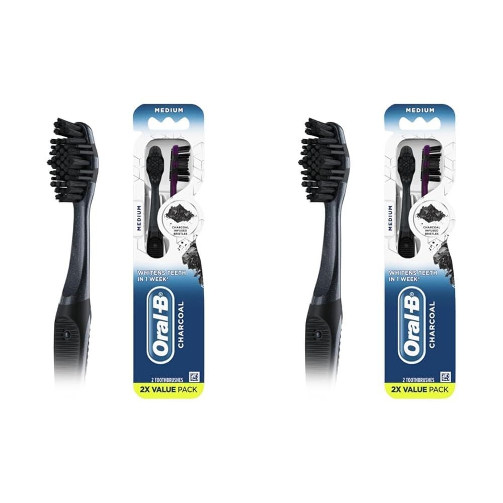 Oral-B Charcoal Toothbrushes, Medium 2ct (Pack of 2)