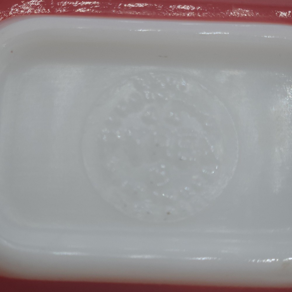Vintage PYREX Refrigerator Dish Red Rectangular Glass USA VTG Kitchen 4"