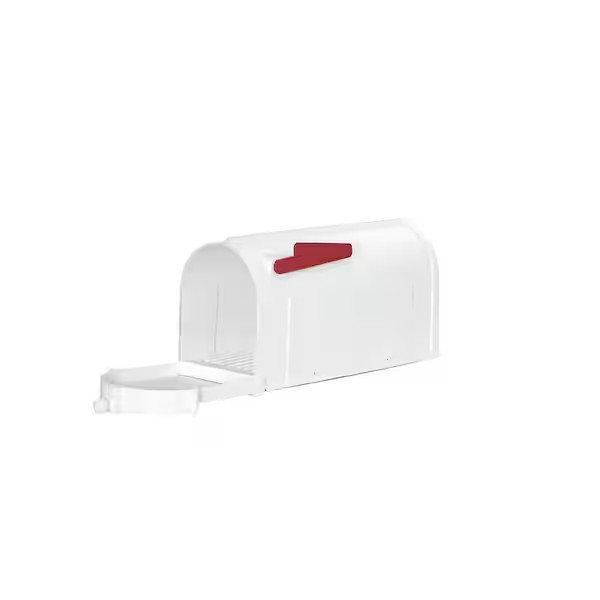 Ambrose White Post Mount Mailbox Large Plastic Residential Home Mail Box