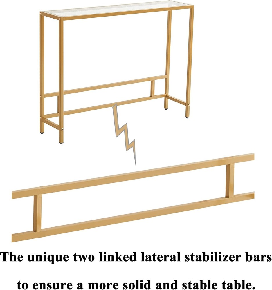 Small Modern Console Table Entryway Tempered Glass W/ Metal Frame Sofa Table