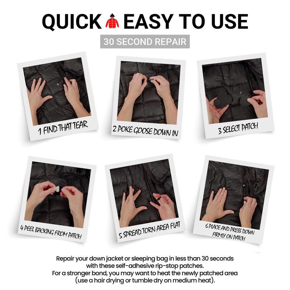 Self-Adhesive Waterproof Repair Patch Kit - 30-Second Fix for Down Red
