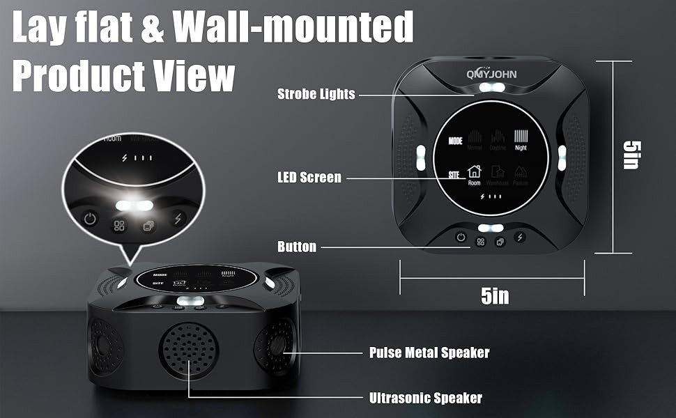 LED Display-Ultrasonic Pest Repeller with LED Strobe Light Multi-Mode - NEW