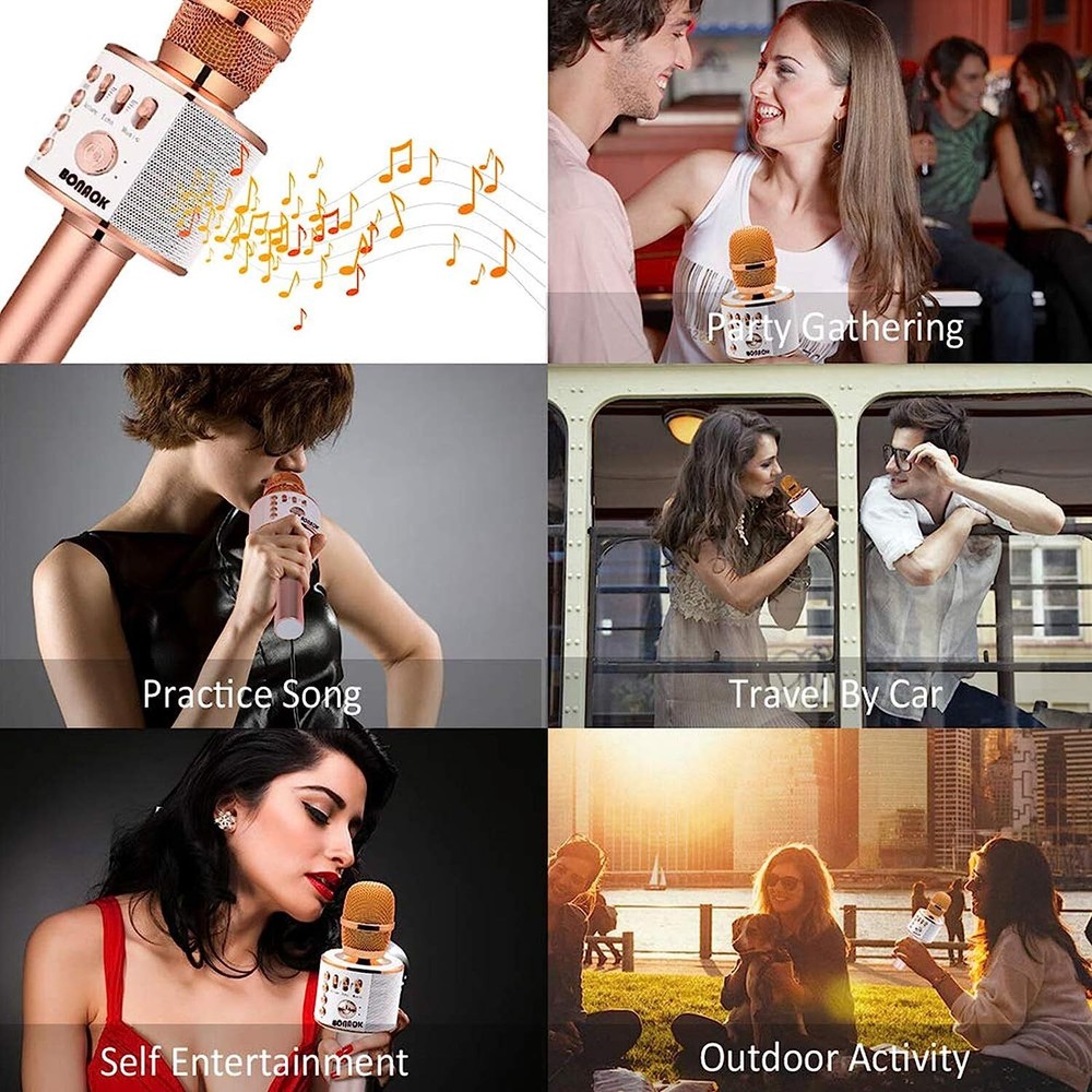 Wireless Bluetooth Karaoke Microphone, 3-In-1 Portable Handheld Mic Speaker for