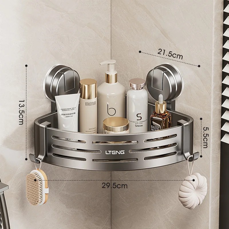 Space-Saving Suction Cup Bathroom Shelf - No Drilling Required