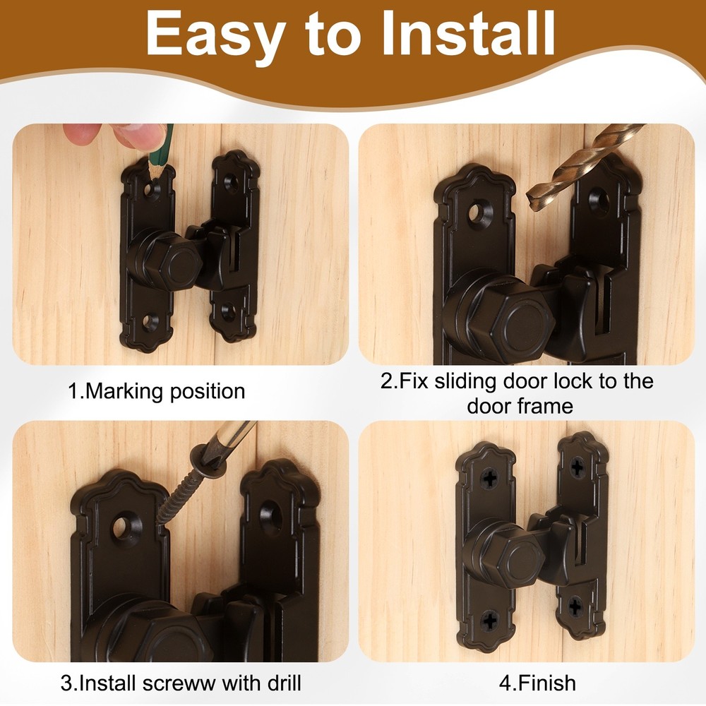 2Pcs 90/180 Degree Flip Gate Latches, Barn Door Latch with Screws, White