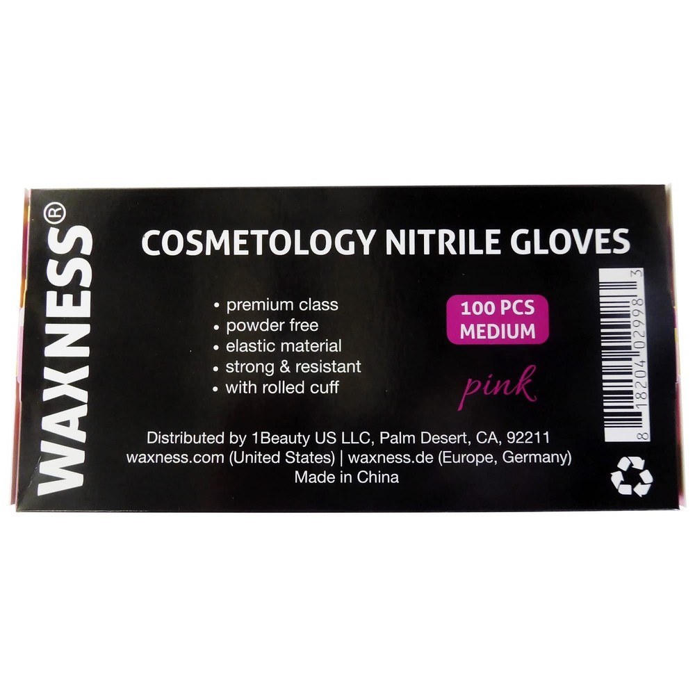 Waxness Cosmetology Nitrile Gloves Pink, Medium, 100 pcs/box Small